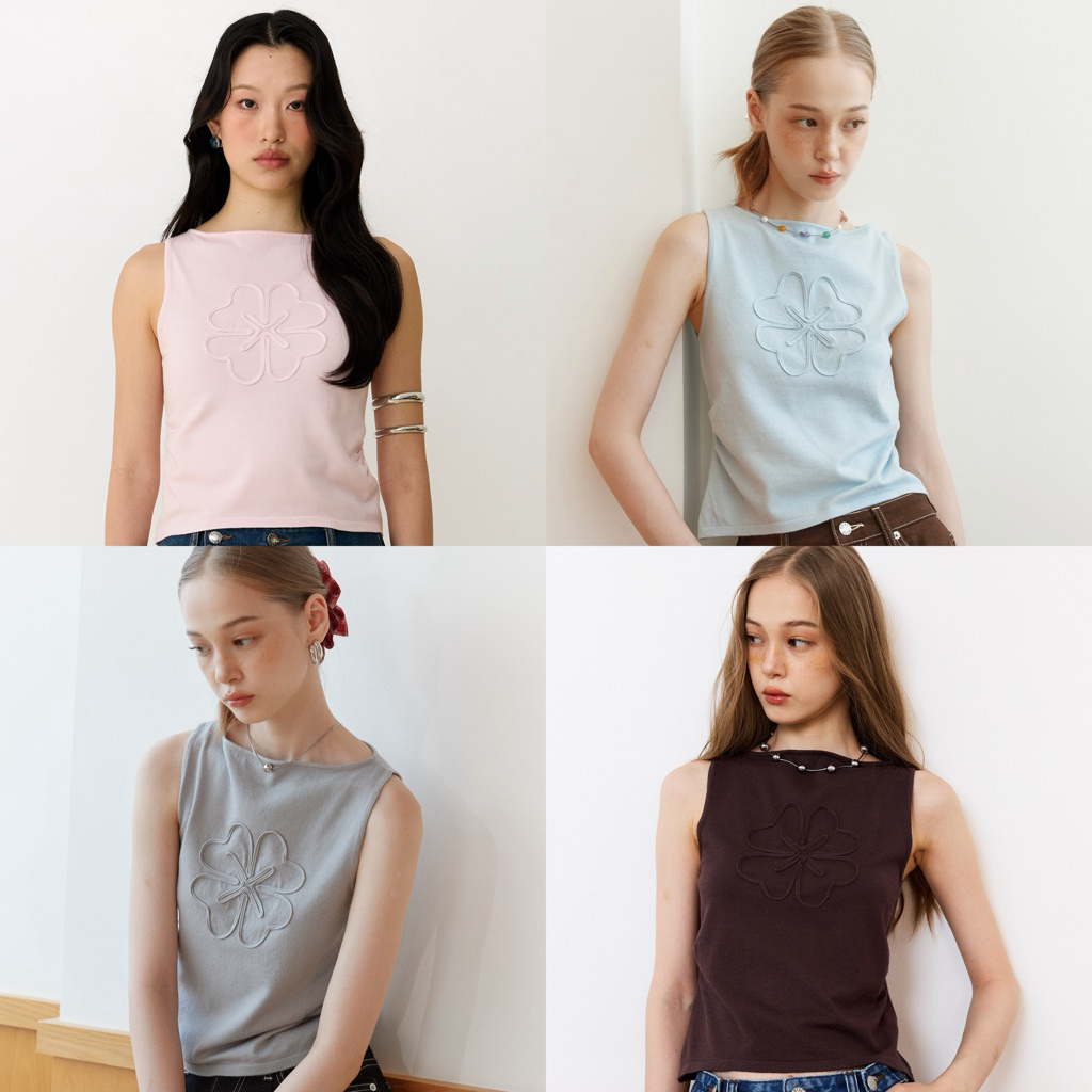 Bibi Sleeveless Top [Pre-Order สี Pale Pink S,M และ Sky Blue size S จัดส่ง29มิย] เสื้อแขนกุดคอปาด