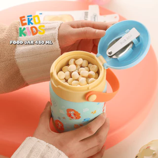 EKOKIDS FOOD JAR กระปุกอาหารสแตนเลส 304 สำหรับใส่อาหารและเครื่องดื่ม เก็บอุณหภูมิ ร้อน-เย็น แถมช้อนสแตนเลส 304พับเก็บได้