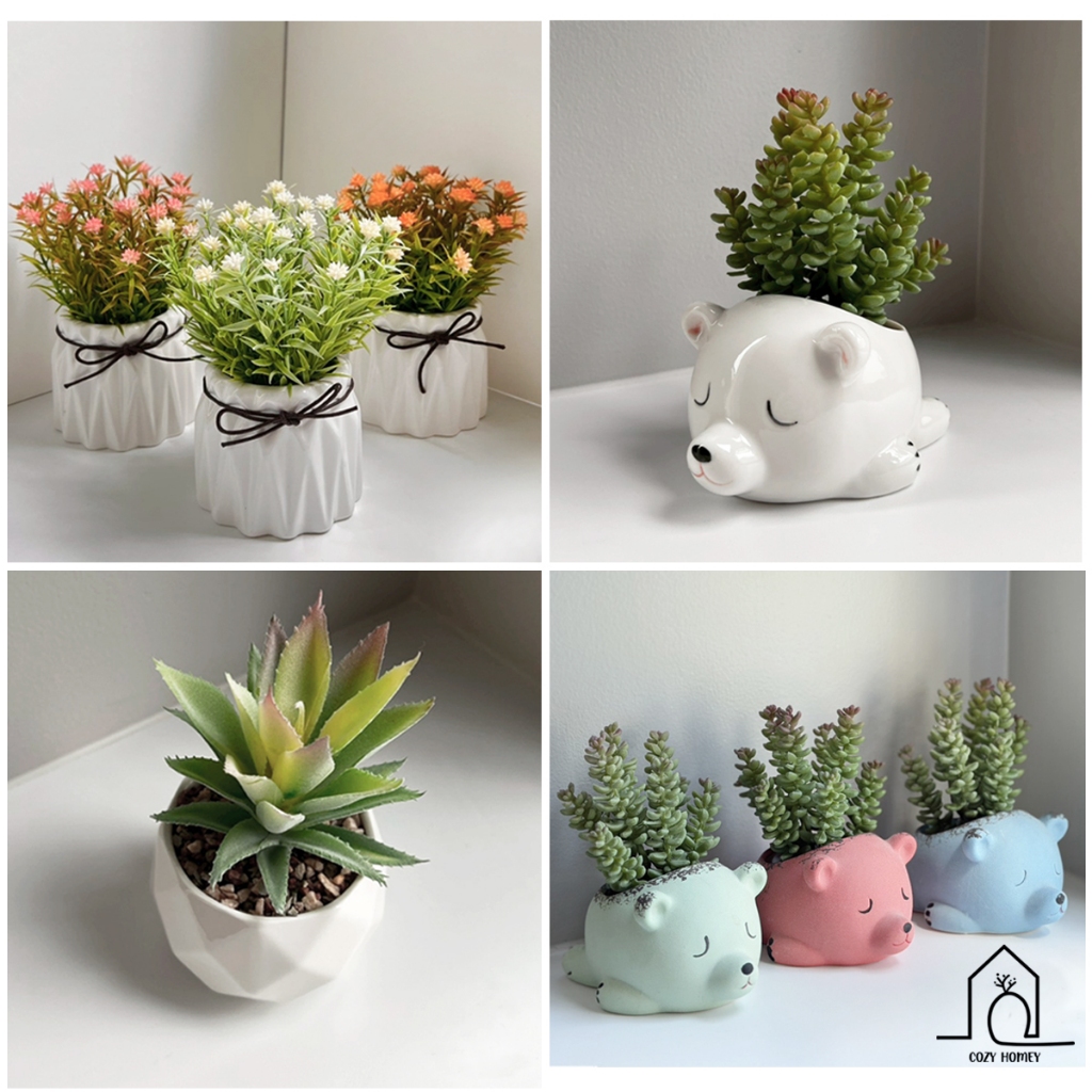 ต้นไม้ปลอม พร้อมกระถางเซรามิก ขนาดกลาง ของแต่งบ้าน สไตล์มินิมอล | Medium Ceramic Pot – Cozy Homey