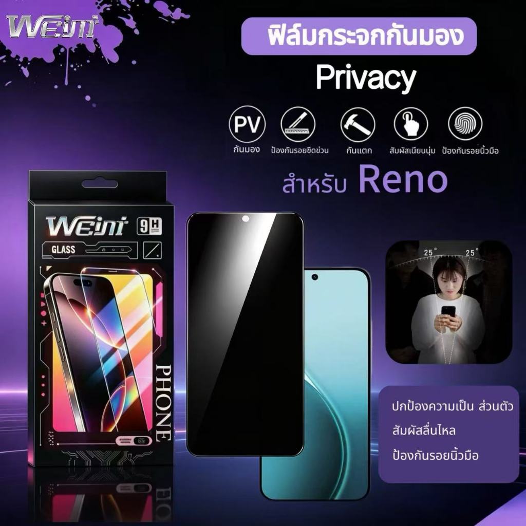 ฟิล์มกระจก PV กันเสือก For OPPO Reno 15 15Pro 15C 15F 15ProMax Reno 11F 12F 13F 14F 14 13 X9 Pro X9 X8