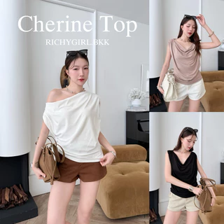 RICHYGIRL | Cherine Top เสื้อแขนกุดคอถ่วง เสื้อปาดไหล่ เรียบหรูดูแพง ผ้านุ่มเย็น (ฟรีไซส์/สาวอวบ)