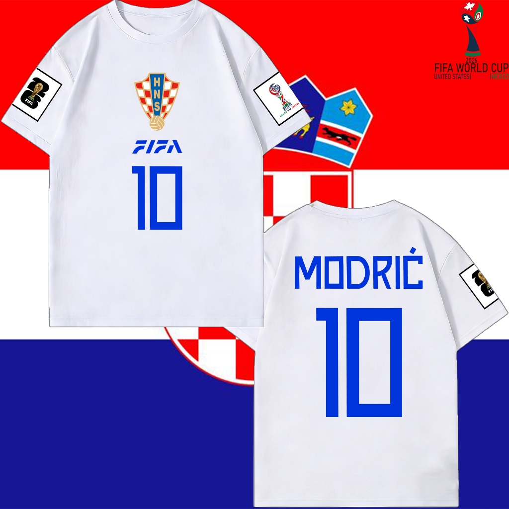 ฟุตบอลโลก/ลูก้า โมดริช/โครเอเชีย ฟุตบอล T-shirt No.10 Luka Modric Fan jersey/Player's shirt/เหมาะสำหรับสวมใส่ขณะเล่นกีฬา