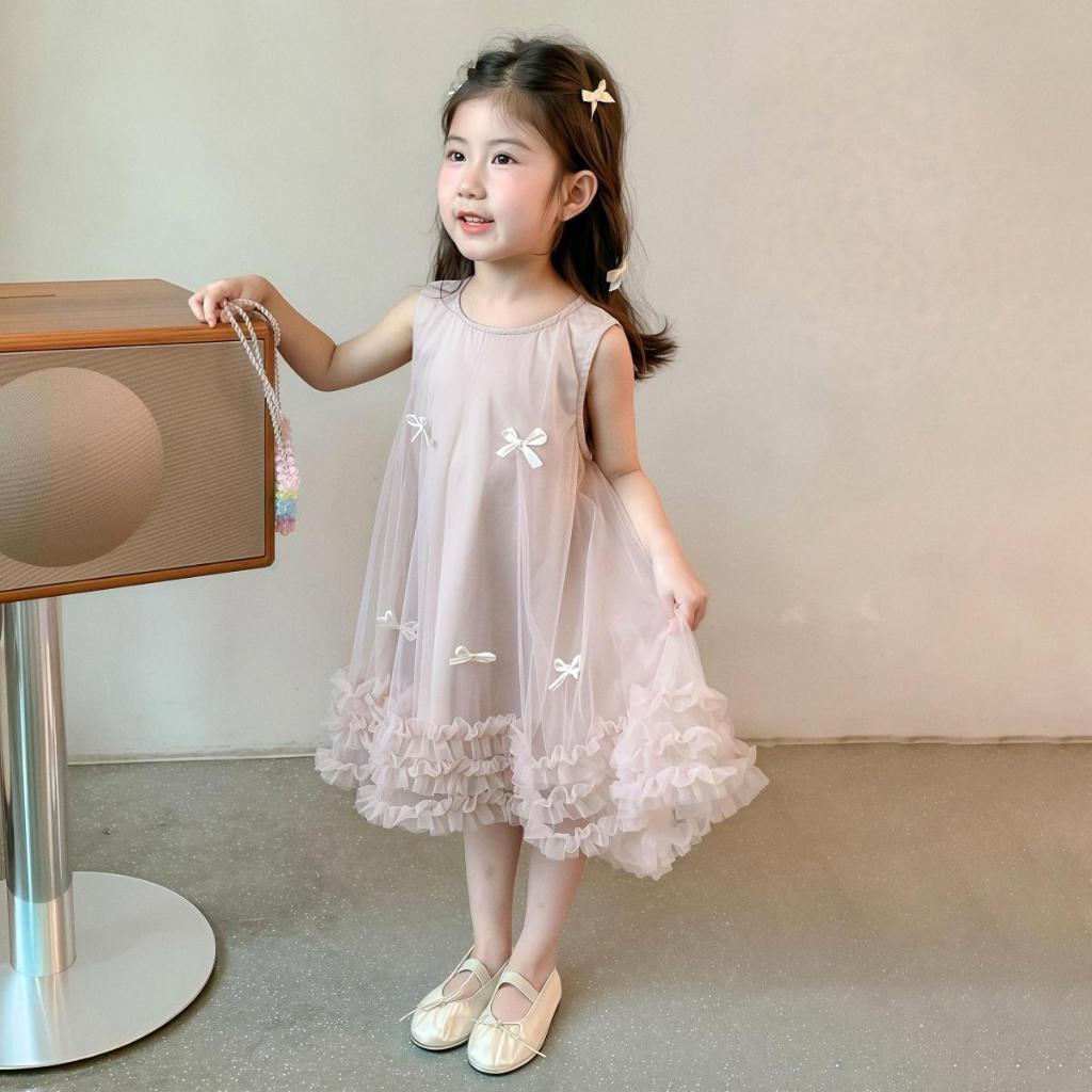 PRINCESS KESLI ดรสเด็กผู้หญิง ชุดราตรีเด็กหญิง ชุดเดรสกระโปรง แขนกุด สำหรับวันเกิด ปาร์ตี้ น่ารักมาก 1-9 ปี รูปที่ 6