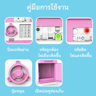 กระปุกออมสินตู้เซฟ กระปุกออมสิน ATM ตู้เซฟออมเงิน มีเสียงเพลง ดูดแบงค์อัตโนมัติ มีช่องหยอดเหรียญและธนบัตร รหัสผ่านอิเล็ก