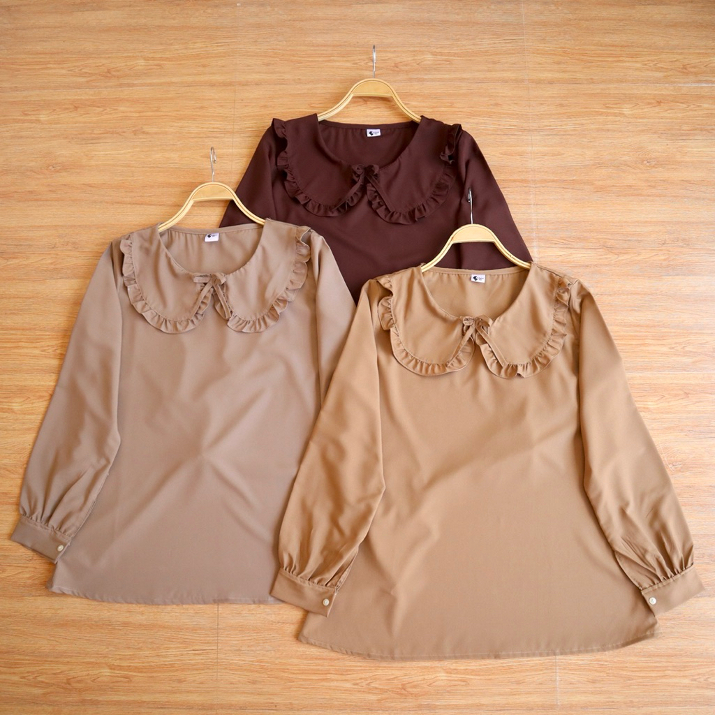 A377 เสื้อสาวอวบคอบัวระบาย /อก 44