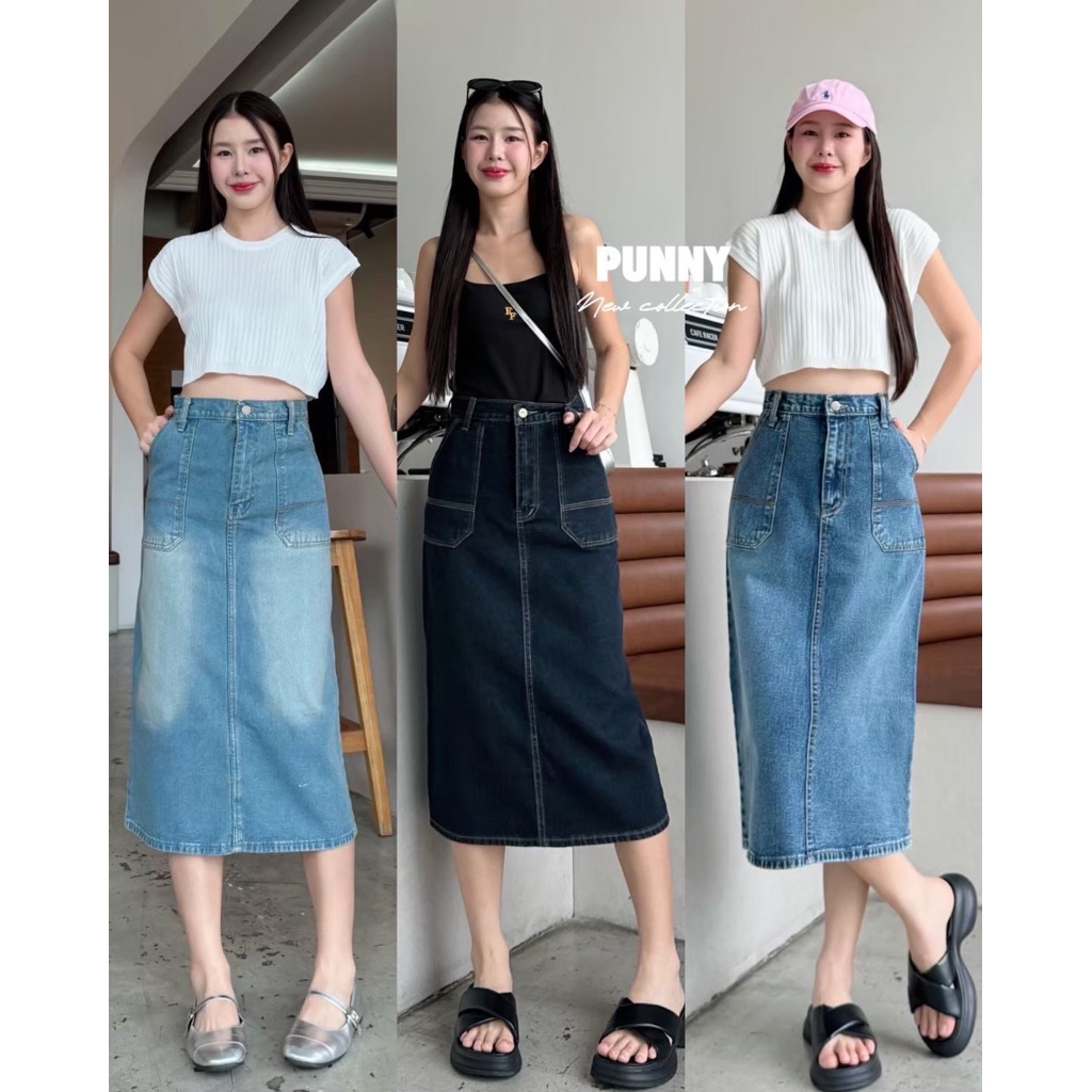 New collection punny กะโปรงผ้าไม่ยืด กระเป๋าหน้า งานสวยม๊ากๆ