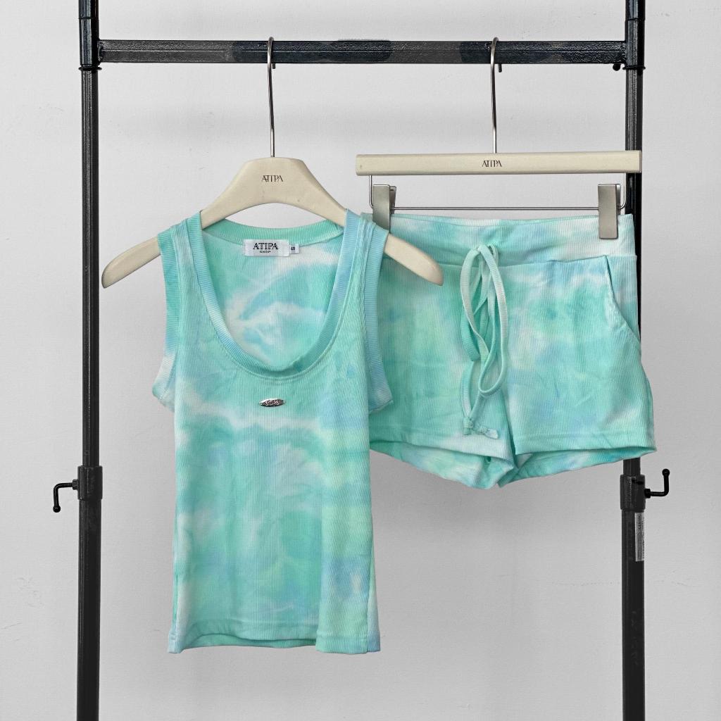 Atipashop - Ocean Crush Set ชุดเซ็ตเสื้อกล้ามและกางเกงขาสั้น ผ้ามัดย้อม ยืดเยอะ ใส่สบาย รูปที่ 8