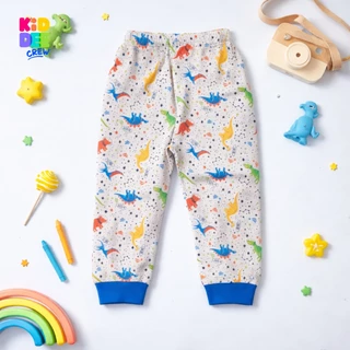 KiddeeCrew ชุดนอนเด็ก สีเทาไดโนเสาร์ฟ้า ผ้าcotton 100% เหมาะสำหรับอายุ 1-12 ปี
