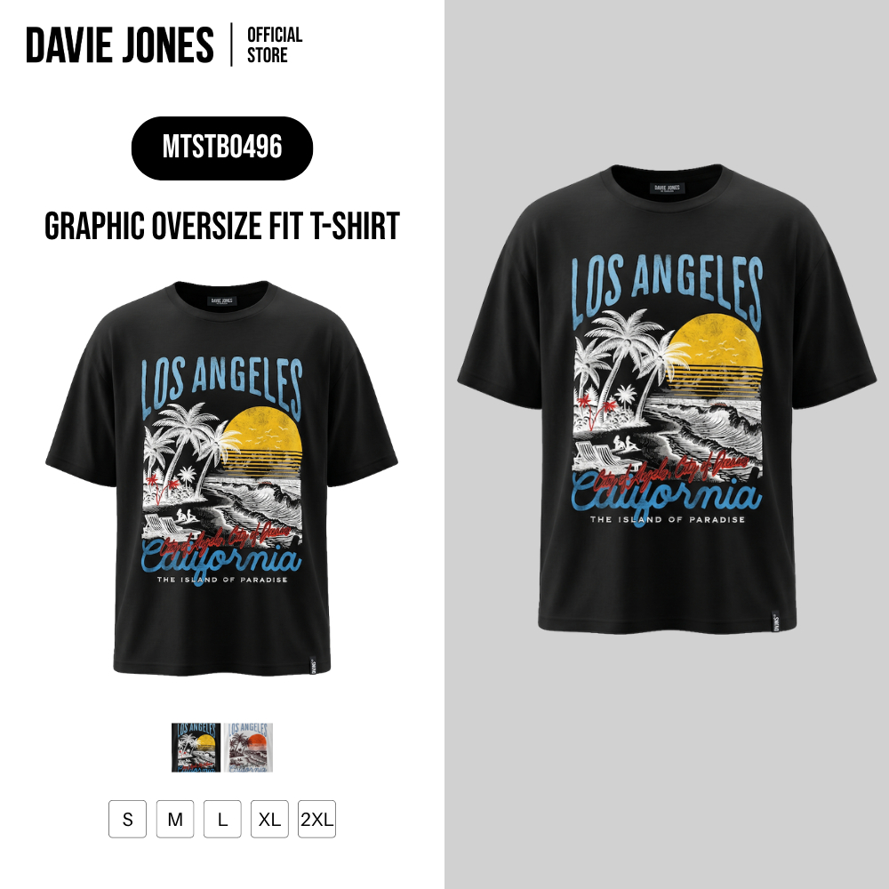 DAVIE JONES [BE FEARLESS] เสื้อยืดผู้ชาย Graphic Oversize Fit T-Shirt สีดำ ขาว TB0496