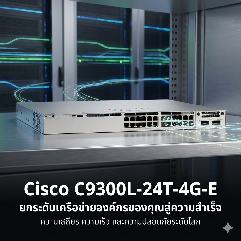 Cisco Switch C9300L-24T-4G-E (มือสองสภาพพร้อมใช้งาน)