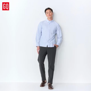 GQ Perfect Oxford™ Shirt - Button Down Sky Blue เสื้อเชิ้ตออกฟอร์ดแขนยาว เพิ่มกระดุมตรงปกคอ สีฟ้า