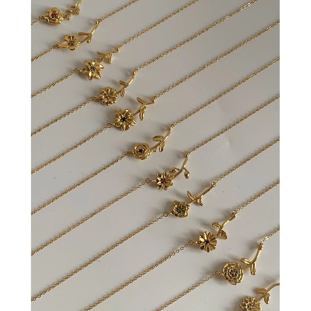 สร้อยสเตนเลสสตีล สร้อยประจำเดือนเกิด HER OBJECTIVE_HER BIRTH FLOWER NECKLACE
