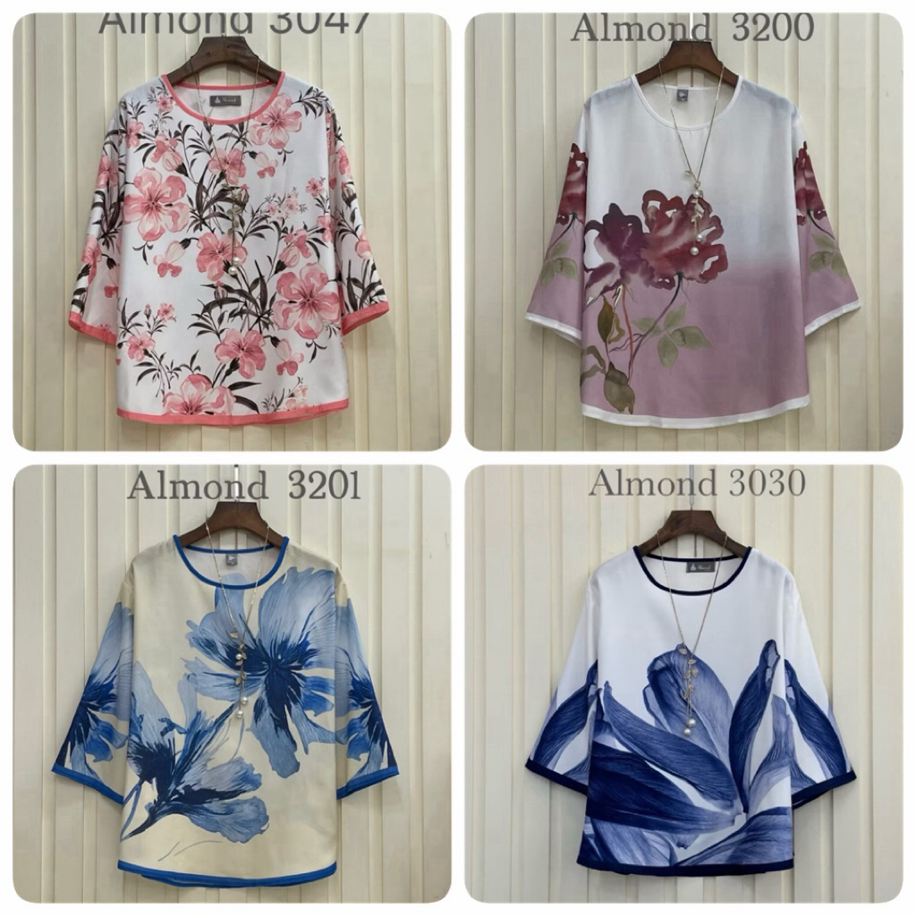 รอบอก 46” เสื้อผู้ใหญ่แขนสามส่วน ลายดอก