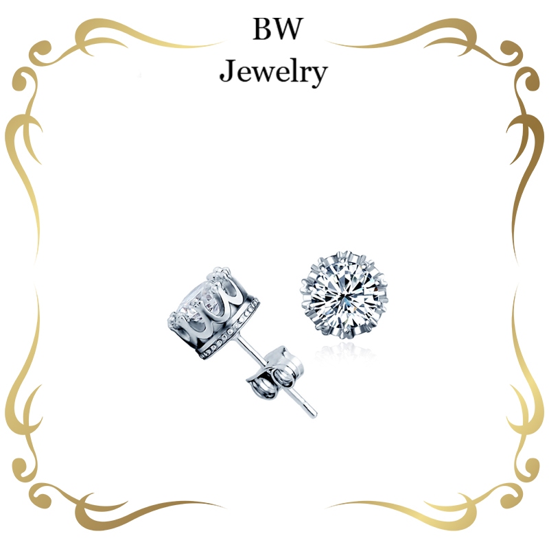 BWjewerly ต่างหูมงกุฎ ต่างหูผู้หญิง ของขวัญให้แฟน