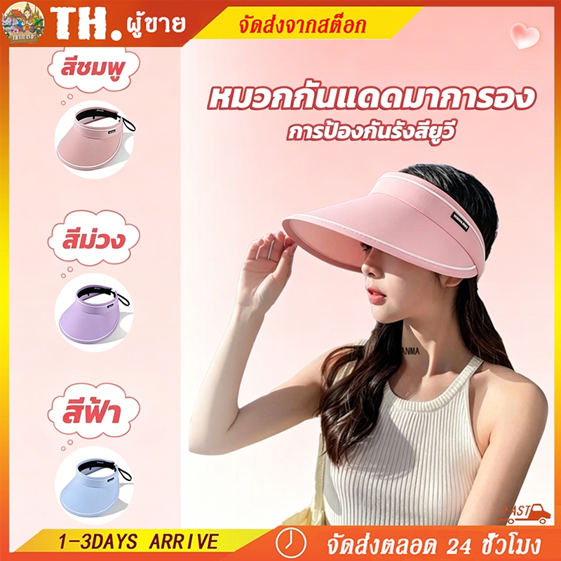 หมวกแก้ปครึ่งศีรษะ สไตล์เกาหลี กันแดดUV หมวกปีกใหญ่ พับได้ ระบายอากาศดี COD