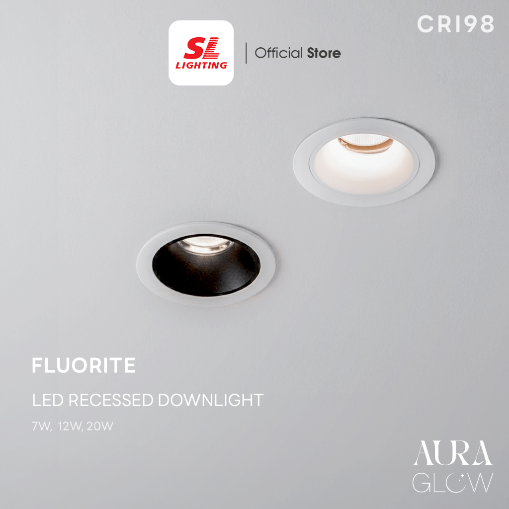 SL LIGHTING | FLUORITE Series LED Recessed Downlight ดาวน์ไลท์ฝังฝ้าแอลอีดี High-End CRI 98 UGR <10 รุ่น FLUORITE