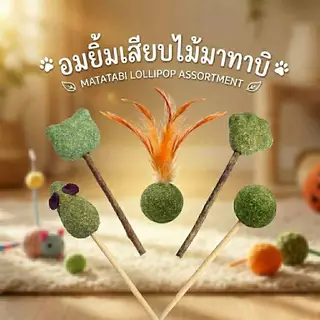 Boqi Factory catnip แคทนิปอมยิ้มเสียบไม้มาทาบิสมุนไพรแมวฟินแคทนิปแมวกัญชาแมว(ของเล่นแมว)​ Catnip Toy XJ