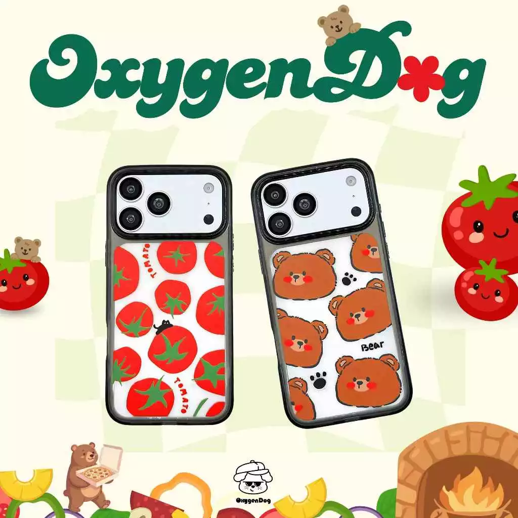 Oxygendog case เคสไอโฟน ลาย หมี มะเขือเทศ For iPhone 17ProMax 17Pro 17 16ProMax 16 15ProMax 15 14 13