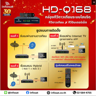 กล่อง INFOSAT HD-Q168 กล่องทีวีดาวเทียมไฮบริด (ใช้งานได้ทั้งระบบ C/KU/รองรับ Youtube)