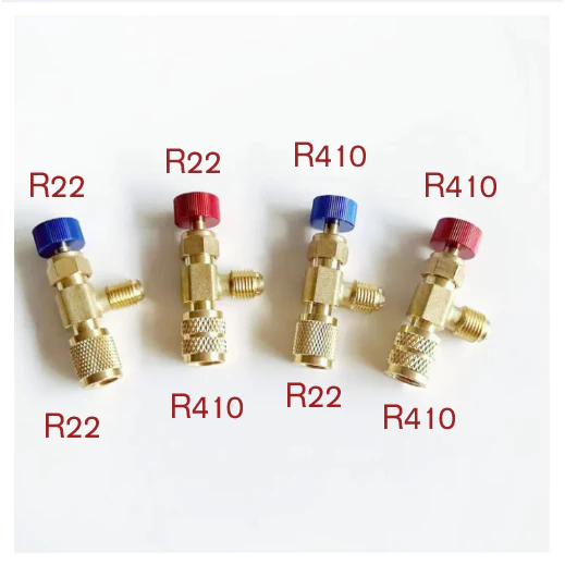คอลโทรลวาล์ว ปิด-เปิด ชาร์ทน้ำยาแอร์ ป้องกันน้ำยากระเด็น สีฟ้าR22 สีแดง R32 , R410a เซฟตี้วาล์วน้ำยา