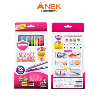 Master Art มาสเตอร์อาร์ต ดินสอสี 12 สี รุ่น Pinxx ระบายนํ้าได้ สีเสริมพัฒนาการเด็กวัย 3 ขวบขึ้นไป