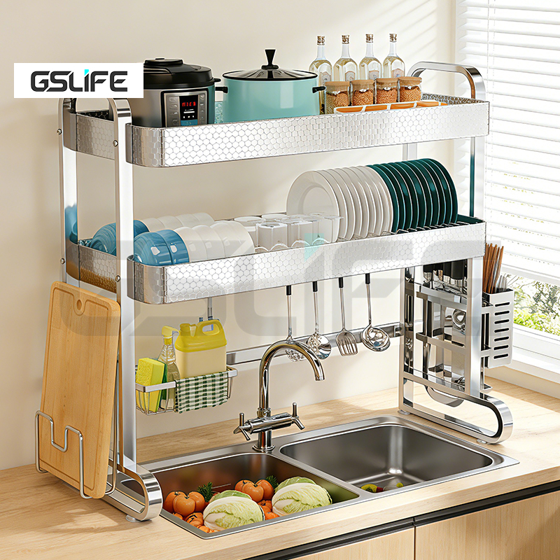 GSlife ที่วางจานในอ่างล้างจาน ทำจากสแตนเลส แข็งแรง มั่นคง ช่วยจัดระเบียบจานชามได้อย่างเรียบร้อย