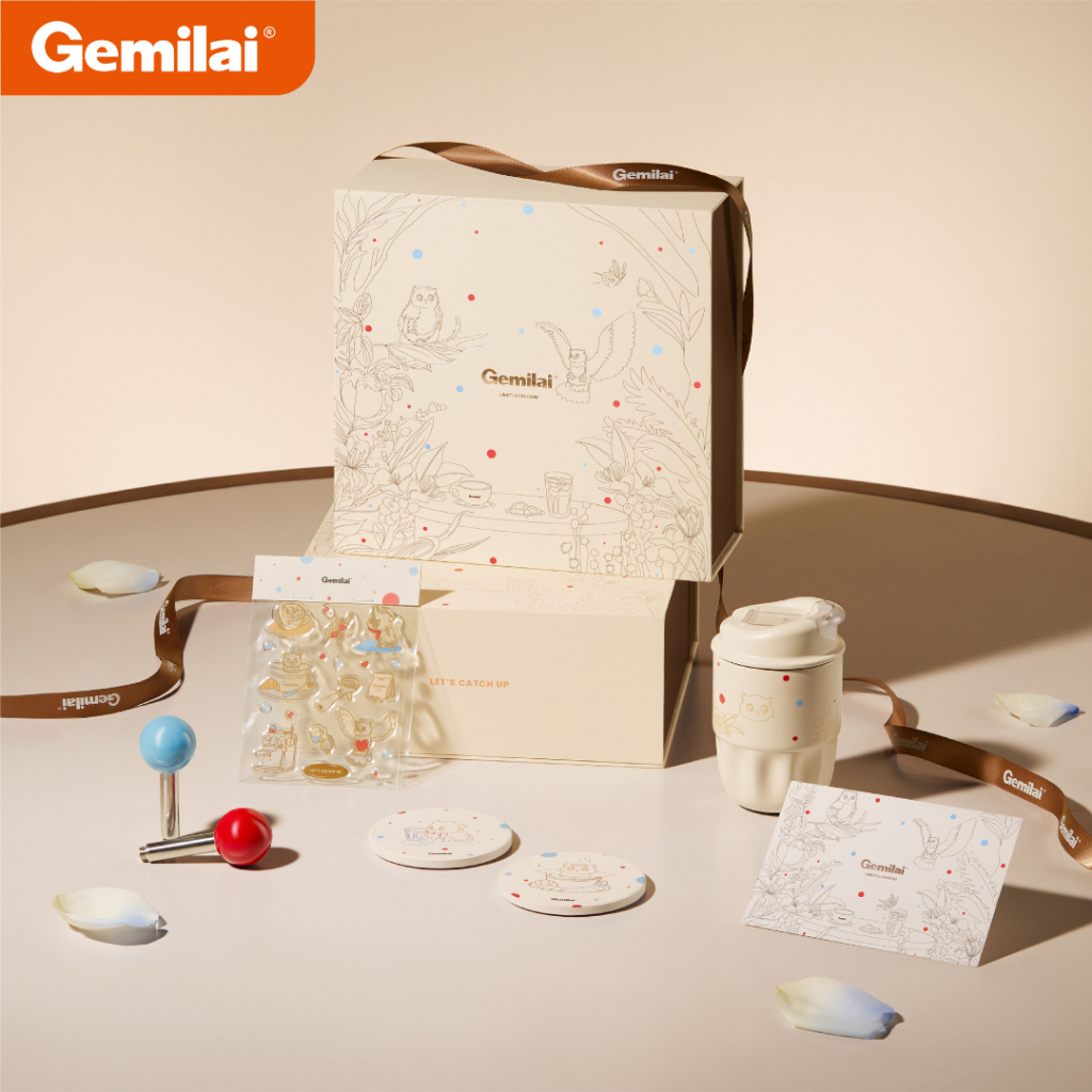 Gemilai Owl G3006 Coffee Cafe Gift Box กล่องของขวัญมินิมอล ของขวัญสุดพิเศษสำหรับคนรักกาแฟ
