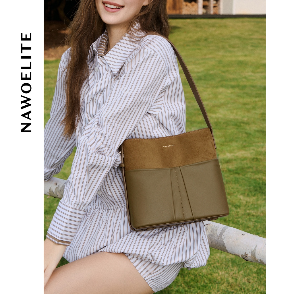 NAWOELITE Cocoa bag กระเป๋าถือสำหรับผู้หญิง ความจุขนาดใหญ่ กระเป๋าทรงถัง กระเป๋าสะพายไหล่/กระเป๋า/กระเป๋าสะพาย – โปรปัง
