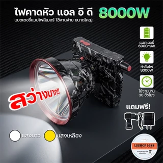 ไฟคาดหัว LED ไฟฉายคาดหัว ไฟเดินป่า หน้าปัดกว้าง10 cm. 8000W สว่างมาก ยี่ห้อ HLX รุ่น HL-684/HL-685