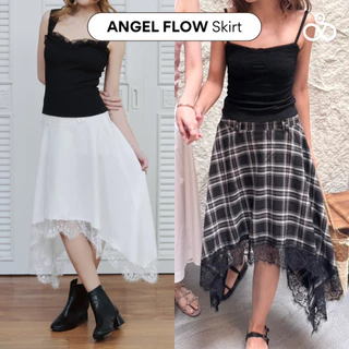 Sistersfabric - Angel flow skirt กระโปรงยาวดีเทลตกเเต่งลูกไม้