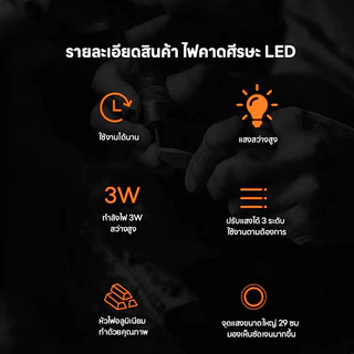 ไฟฉายคาดหัว LED ส่องไกล สว่างมาก ไฟพกพา ไฟแคมป์ปิ้ง สำหรับเดินป่า ลุยฝนได้