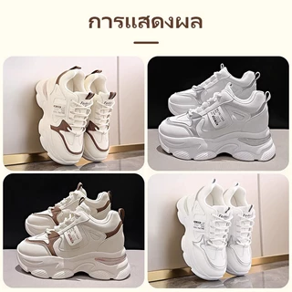 รองเท้าผ้าใบส้นหนา สินค้ามาใหม่ ระบายอากาศได้รองเท้าผ้าใบ รองเท้าผ้าใบแฟชั่นผู้หญิง พื้นหนากันลื่น ลำลอง และสะดวกสบาย