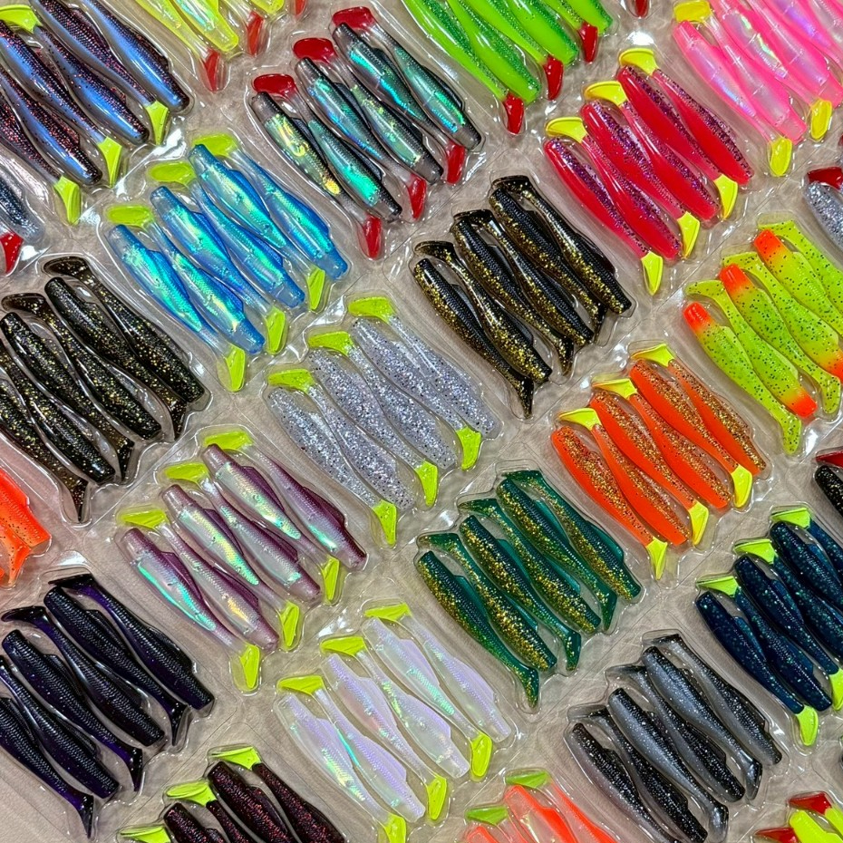 เหยื่อปลายางทรงนิยม 6ชิ้น/แพ็ค เหยื่อยาง ทรงสลิม 8cm 6.5cm 5.5cm เหยื่อปลอม