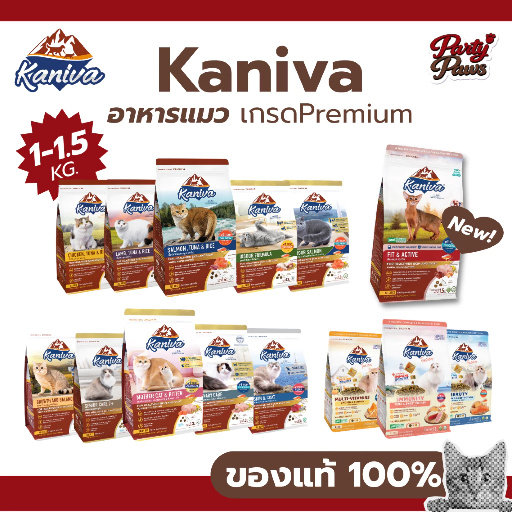[1-1.5 Kg.] Kaniva อาหารเม็ดแมวคานิว่า อาหารเม็ดเกรดPremium สำหรับแมวทุกช่วงวัย