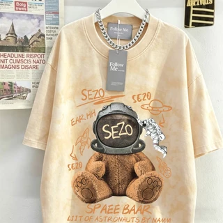 ไซส์ M-5XL เสื้อยืดฟอกสี ผ้าคอตตอน 100% ผ้าเนื้อนุ่ม ใส่สบาย เสื้อยืดผู้หญิง เสื้อยืดผู้ชาย ใส่ได้ทั้งชายและหญิง สกรีนลา