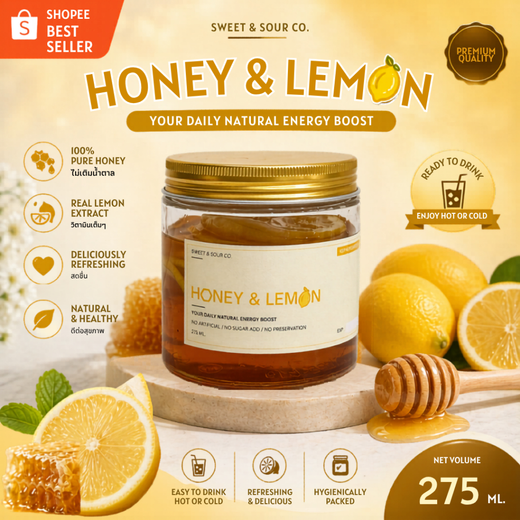 Honey Lemon (เลมอนดองนำ้ผึ้ง) ไม่มีน้ำตาล