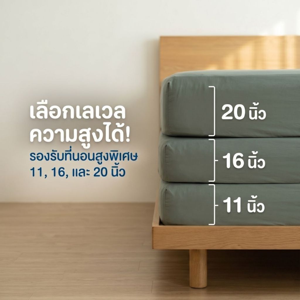 ผ้าปูที่นอนครอบครัว 9-9.5 ฟุต รุ่น BreezePlus ไร้รอยต่อ ป้องกันไรฝุ่น เย็นสบาย ยางยืด 360° |MildMate ราคา ถูกที่สุด ดีลบีเคเค แกลเลอรีภาพที่ 8