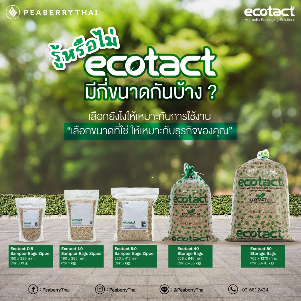 Ecotact Bag ถุงเก็บเมล็ดกาแฟ ถุงเก็บสารเมล็ดกาแฟ ถุง Ecotact เก็บรักษาคุณภาพเมล็ดกาแฟและธัญพืช