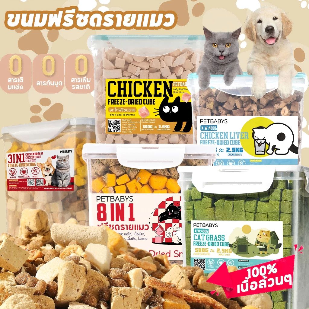 PETLUSCI® ขนมแมว 680กรัม อกไก่ฟรีซดราย 100%ฟู้ดเกรด ขนมฟรีซดรายแมว ขนมสุนัข แมวและสุนัข