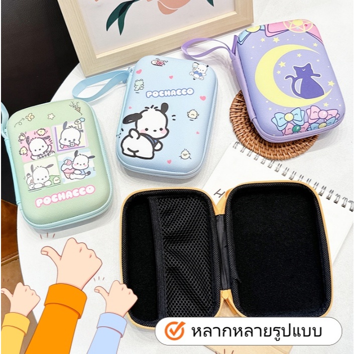 กระเป๋าใส่กล้อง กระเป๋าเก็บของดิจิตอล กันน้ํา แบบพกพา พร้อมช่องเก็บการ์ด รูปแบบการ์ตูนน่ารัก