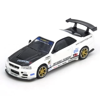 IN64-R34TS-WHI - TOP SECRET R34 GT-R WHITE DIECAST SCALE MODEL CAR