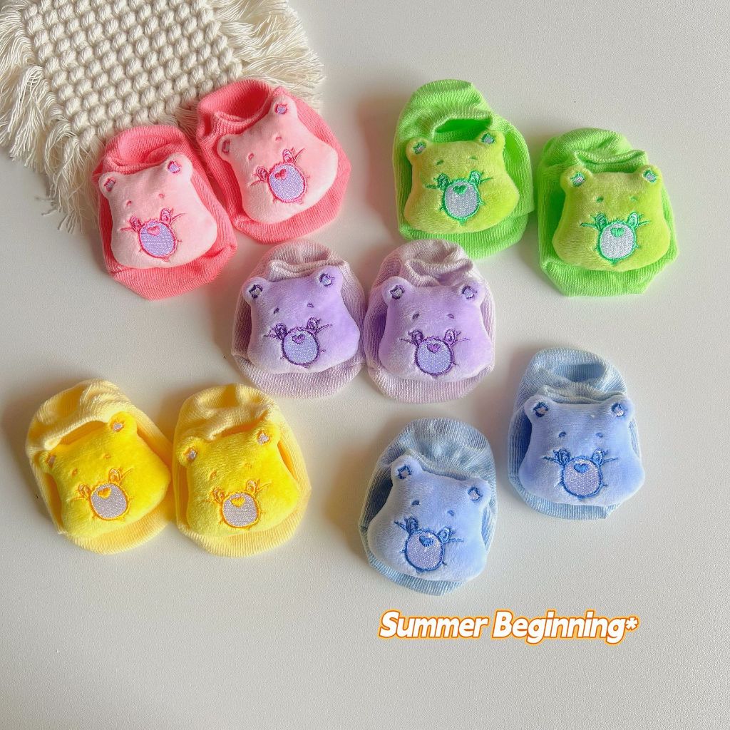ถุงเท้าเด็กแรกเกิดผ้าฝ้าย แรกเกิดถึง1ปีใส่ได้ มี1สีให้เลือก ลายน้องหมีน่ารัก