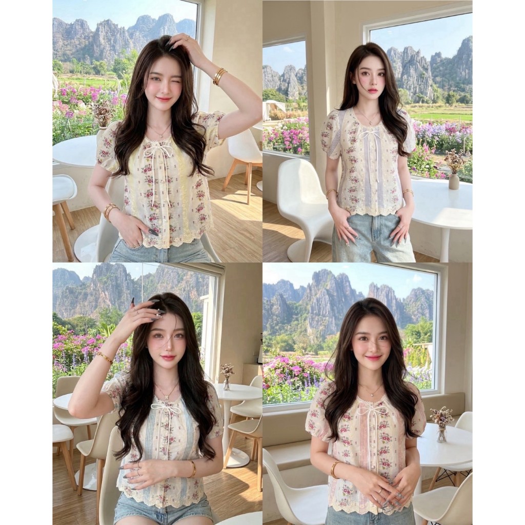 ป้าย HEAHA  เสื้อผ้าคอตตอนปักลายทั้งตัว อก 42 นิ้ว ยาว 22 นิ้ว