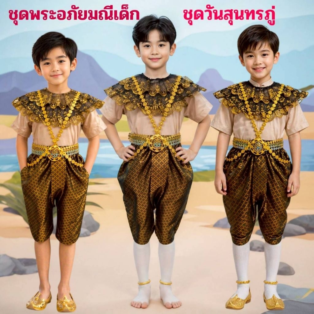 ชุดทหารองครักษ์เด็กชายชุดพระอภัยมณีชุดทหารพระอภัยมณีตัวละครในวรรณคดีชุดวันสุนทรภู่(ได้ครบชุดตามภาพ)
