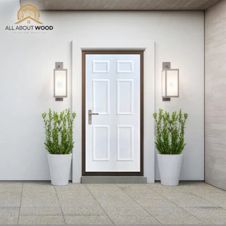 บานประตู HDF ลูกฟัก 6 ช่อง รหัส HDF-601 ขนาด มีให้เลือก 4 ขนาด สีรองพื้นขาว | All About Wood