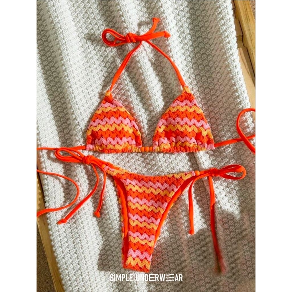 541 Simple Underwear bikini ชุดว่ายน้ำ บิกินี่ เนื้อผ้ามีเทคเจอร์ น่ารักมาก