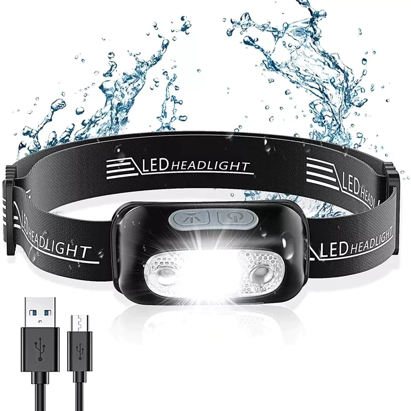 ไฟฉายคาดหัวแบบชาร์จได้,ไฟฉายคาดหัว LED USB กันน้ำใช้กลางแจ้งตกปลา,ไฟฉายคาดหัว,ไฟฉายคาดหัวแท้,ไฟฉายคาดหัวle