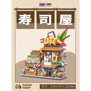 ตัวต่อของเล่นต่อกัน สถาปัตย์ญี่ปุ่น ร้านอาหารญี่ปุ่น ราเมง ยากิโทริ ร้านเหล้า ซูชิ ของเล่นสะสมมี4แบบ
