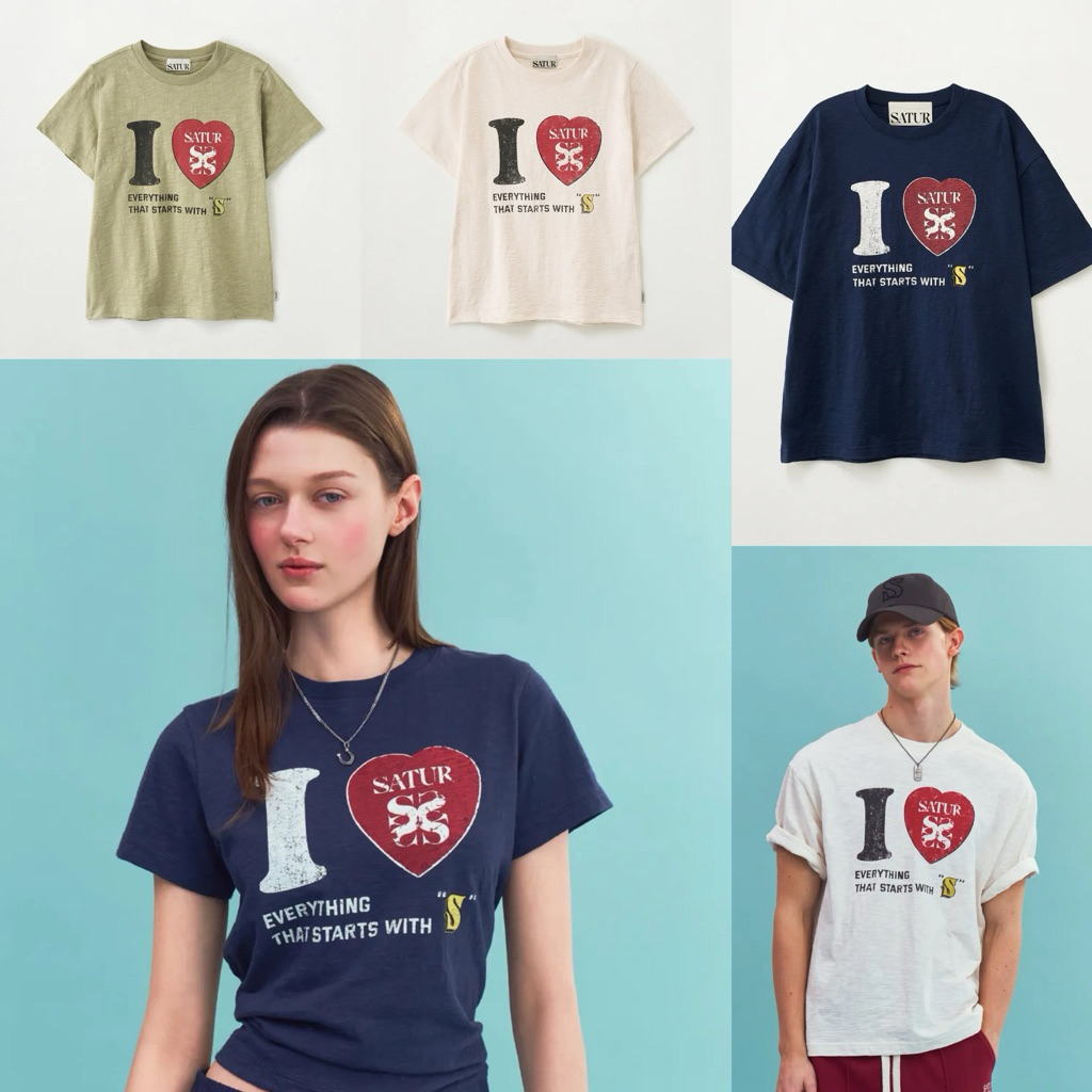 (ใช้โค้ดลด 20% สูงสุด 1000.-) รอบ RESTOCK เว็บส่ง 3 กรกฎาเป็นต้นไป RIIZE x SATUR I LOVE Slub T-Shirt