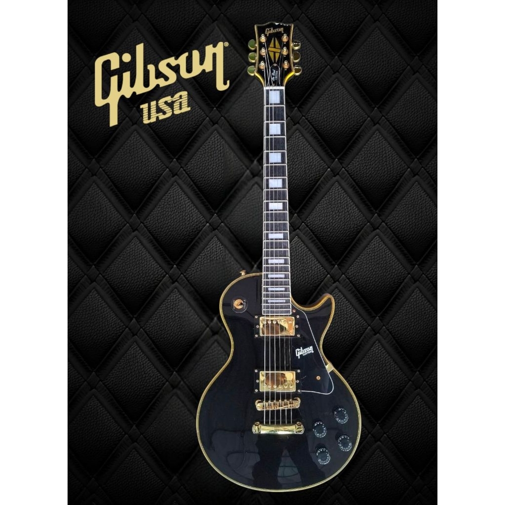 กีต้าร์ไฟฟ้า Gibson Lespaul custom black ( ขอบทอง ) สินค้าจัดส่งในไทย ตรงปก100%